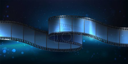 Illustration for Cinema concept. Movie reel tape flowing. - Royalty Free Image