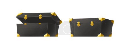 Illustration for Cartoon style vector icon. Black box open and closed. Isolated on white background. - Royalty Free Image