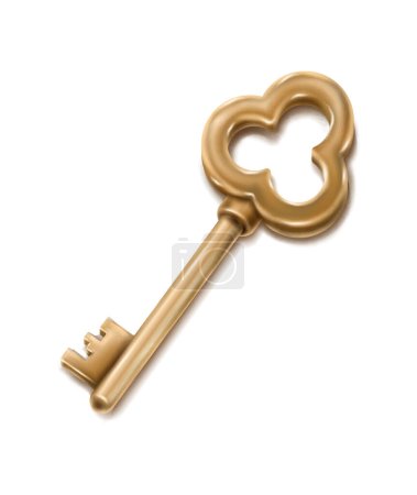 3D realistische Vektor Sammlung von goldenen alten Vintage-Schlüsseln.