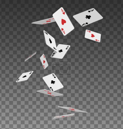 Falling poker cards aces. realistic vector icon illustration.