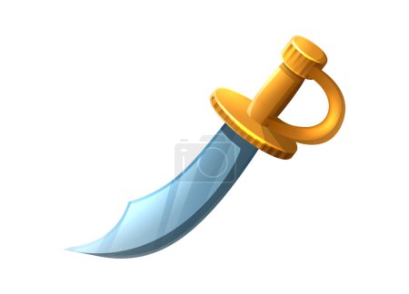 Illustration for Cartoon style icon illustration. Pirate sword with golden handle. - Royalty Free Image