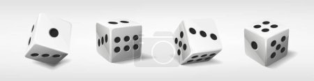 Illustration for Realistic vector icon illustration. White poker dice with random numbers. Isolated on white. - Royalty Free Image