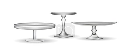 Set of cake stand. 3d vector icon illustration.