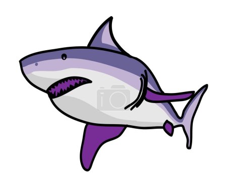 Photo for Doodle Cartoon of Shark Swimming Through The Ocean Waves, Ideal for Children's Book Illustrations, Designs and Merchandise - Royalty Free Image