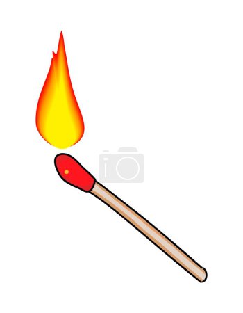 Photo for Cartoon Illustration of Match with Fire, Provides Warmth, Brightness and Energy, Enriching Our Daily Lives and Creating A Cozy Atmosphere for Relaxation and Comfort - Royalty Free Image