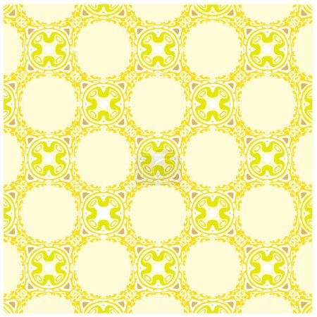 Photo for Vector Illustration of Yellow Abstract Mandala or Ikat Texture Seamless Pattern for Wallpaper Background - Royalty Free Image