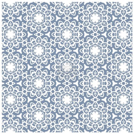 Foto de Ilustración vectorial de mandala azul abstracto o patrón sin costura de textura de Ikat para fondo de pantalla - Imagen libre de derechos