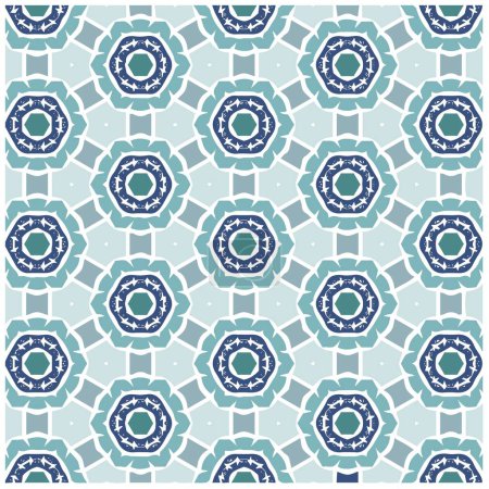 Photo for Vector Illustration of Abstract Blue Mandala or Ikat Texture Seamless Pattern for Wallpaper Background - Royalty Free Image