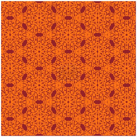 Photo for Vector Illustration of Red and Orange Abstract Mandala or Ikat Texture Seamless Pattern for Wallpaper Background - Royalty Free Image