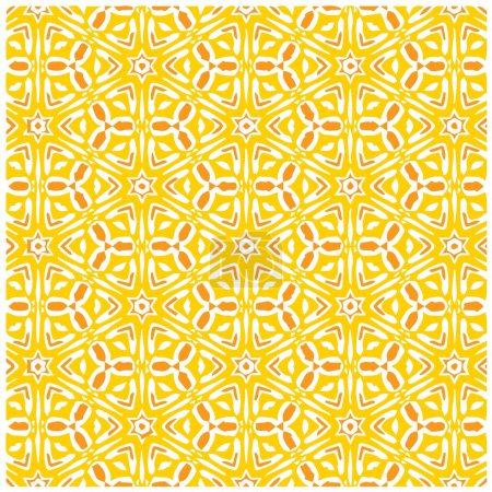 Photo for Vector Illustration of Yellow Abstract Mandala or Ikat Texture Seamless Pattern for Wallpaper Background - Royalty Free Image
