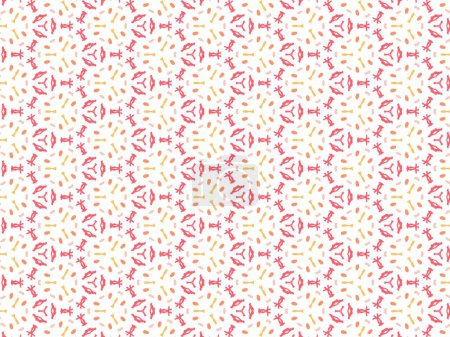 Foto de Ilustración vectorial de Mandala abstracto rojo y amarillo o patrón sin costura de textura de Ikat para fondo de pantalla - Imagen libre de derechos