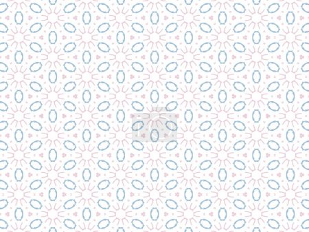 Photo for Vector Illustration of Blue and Pink Abstract Mandala or Ikat Texture Seamless Pattern for Wallpaper Background - Royalty Free Image