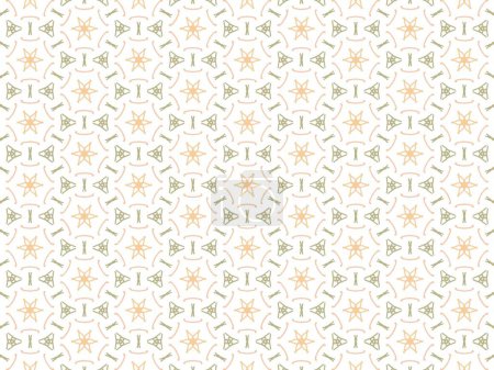 Foto de Ilustración vectorial de Mandala abstracto naranja y verde o patrón sin costura de textura de Ikat para fondo de pantalla - Imagen libre de derechos