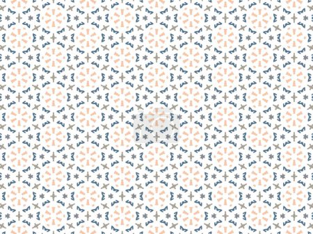 Foto de Ilustración vectorial de Mandala abstracto azul y naranja o patrón sin costura de textura de Ikat para fondo de pantalla - Imagen libre de derechos