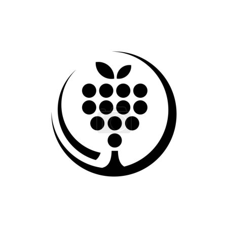 Ilustración de Vector de icono de uvas, signo plano lleno, pictograma sólido aislado en el logotipo blanco, ilustración aislada - Imagen libre de derechos