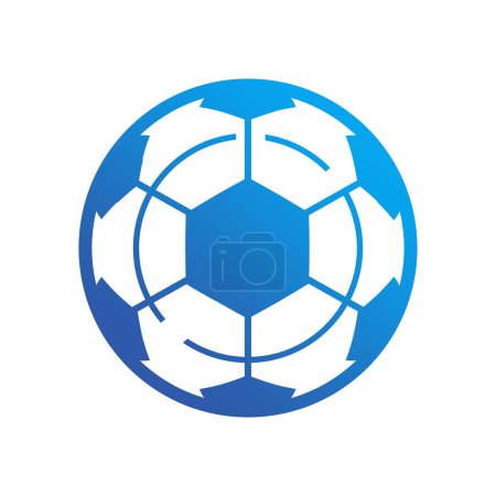 Téléchargez les illustrations : Ballon de football avec des lignes bleues et icône intérieure. illustration vectorielle - en licence libre de droit