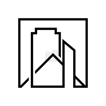 Téléchargez les illustrations : Logo immobilier simple vecteur de conception. Style minimaliste - en licence libre de droit