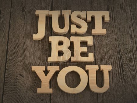 Foto de Just be you, text words typography written with wooden letter, life and business motivational inspirational concept - Imagen libre de derechos