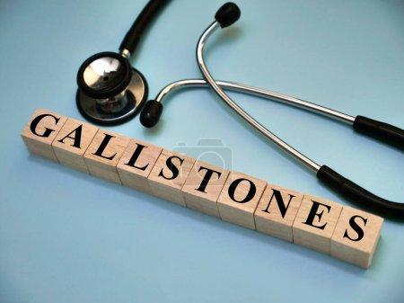 Photo for Gallstones, text words typography written with wooden letter, health and medical concept - Royalty Free Image
