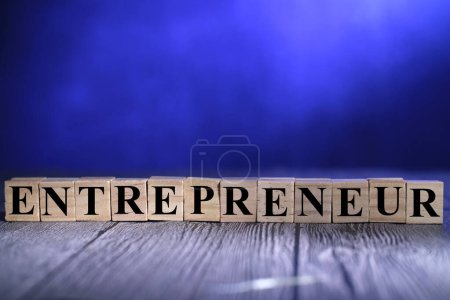 Photo for Entrepreneur, text words typography written with wooden letter, life and business motivational inspirational concept - Royalty Free Image