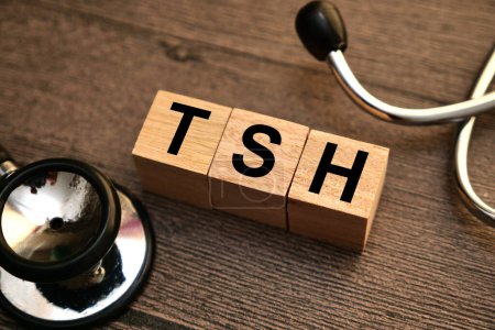 Photo for TSH, text words typography written with wooden letter, health and medical concept - Royalty Free Image
