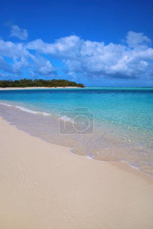 Foto de Playa de arena en la orilla de la laguna de Ouvea, Isla de Ouvea, Islas de Lealtad, Nueva Caledonia. La laguna fue declarada Patrimonio de la Humanidad por la Unesco en 2008
. - Imagen libre de derechos