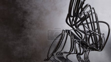 Foto de Fondo abstracto con textura metálica gris con espacio libre, alambre de metal sobre fondo plateado, representación 3D - Imagen libre de derechos