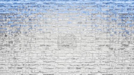Téléchargez les photos : Peint mur de briques bleu perle blanc, toile de fond futuriste avec espace vide, fond abstrait hiver glacé, dégradé de couleurs rendu 3D. - en image libre de droit