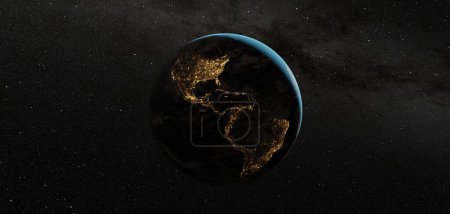 Téléchargez les photos : Planète Terre dans l'espace sombre avec des étoiles. éléments de cette image fournis par nasa. rendu 3D - en image libre de droit
