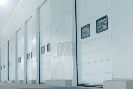 Photo for Frozen food storage industrial refrigeration warehouse with modern wall - Royalty Free Image