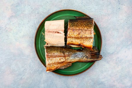 Photo for Delicious smoked trout. Salmon Hot smoked, rainbow trout - Royalty Free Image