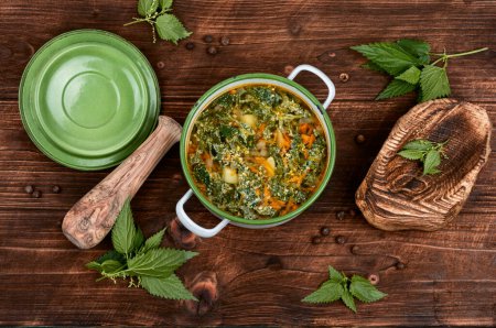 Photo for Nettle soup made from young of nettles - Royalty Free Image