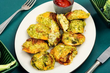 Vegan broccoli cutlets, vegetarian food. Cabbage cutlets.