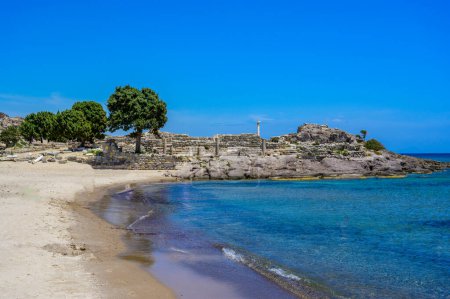 Photo for Agios Stefanos Beach - historical ruins and beautiful scenery at coast of island Kos, Greece - Royalty Free Image