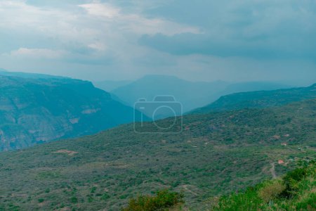 landscape of the chicamocha canyon in the department of santander colombia in the rainy season