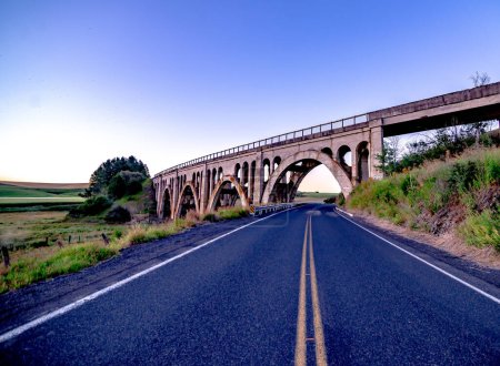 Photo for Old concrete trestle style bridge in the Palouse area of Washington - Royalty Free Image