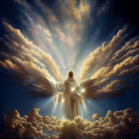 anielska istota w niebie z chmurami sztuka cyfrowa