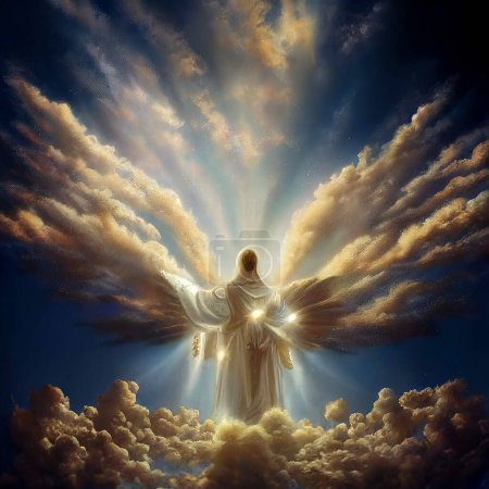 Téléchargez les photos : Être angélique au paradis avec nuages art numérique - en image libre de droit