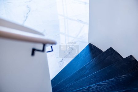 Photo for Indoor staircase and railings details close-up - Royalty Free Image