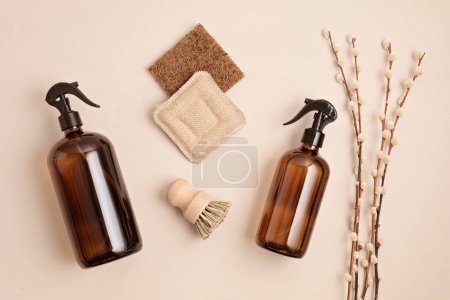 Photo for Home cleaning non toxic, natural products. Plastic free, zero waste, sustainable lifestyle idea. Spring cleaning concept - Royalty Free Image