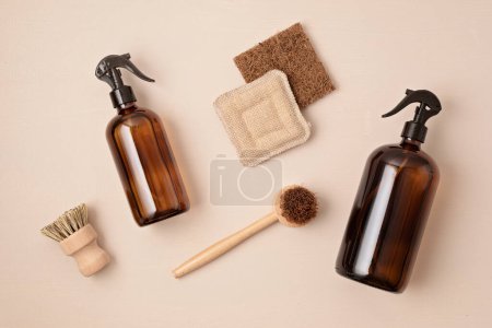 Photo for Home cleaning non toxic, natural products. Plastic free, zero waste, sustainable lifestyle idea. Spring cleaning concept - Royalty Free Image
