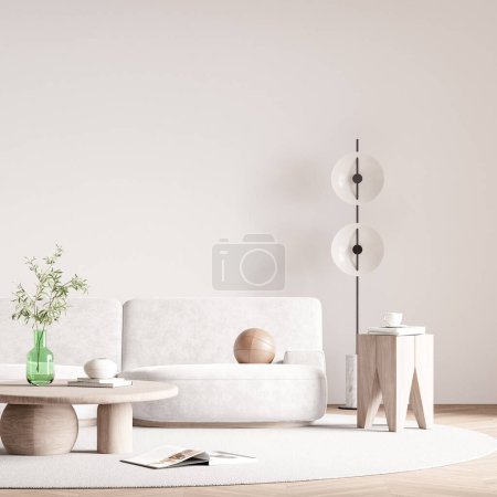 Photo for Interior Living Room Wall Mockup - 3d rendering, 3d illustration - Royalty Free Image