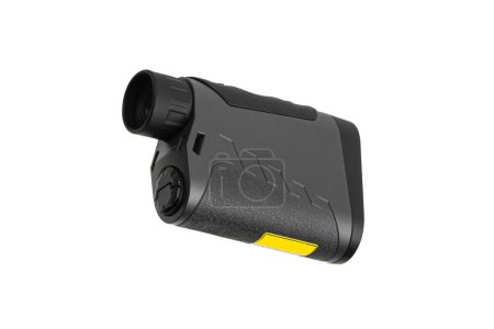 Modern electronic optical rangefinder. Portable device for measuring distance. Isolate on a white background.