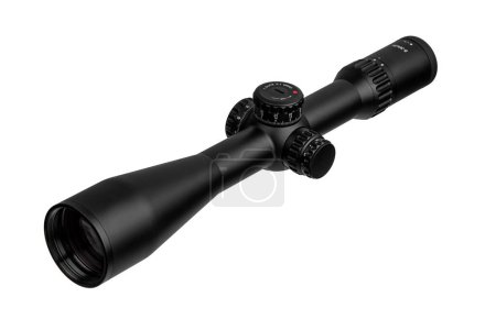 Téléchargez les photos : Un sniper moderne. Dispositif optique pour viser et tirer sur de longues distances. Isoler sur fond blanc - en image libre de droit