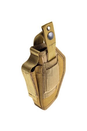 Photo for Holster for a pistol. Accessory for convenient and concealed carrying of weapons. Holster made of synthetic material. View from all sides. Isolate on a white background. - Royalty Free Image