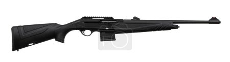 Semi-automatic rifled carbine. Hunting rifle with a plastic butt. Isolate on a white background.