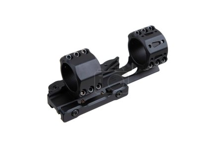 Quick disconnect mount made for holding a scope on a rifle isolated on white background. Quick Release Sniper Cantilever Scope Mount.