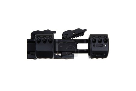 Quick disconnect mount made for holding a scope on a rifle isolated on white background. Quick Release Sniper Cantilever Scope Mount.