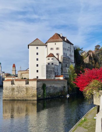 Passau, Germany 25.09.2023.Veste Niederhaus castle complex at the confluence of the Iltz and the Danube, Passau, Lower Bavaria, Bavaria, Germany