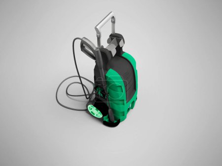 Foto de Ilustración 3D de mini fregadero eléctrico para coches sobre fondo gris con sombra - Imagen libre de derechos